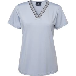 2023 Mountain Horse Womens Active Stripe T-Shirt 4537040 - Blue Colour Blue