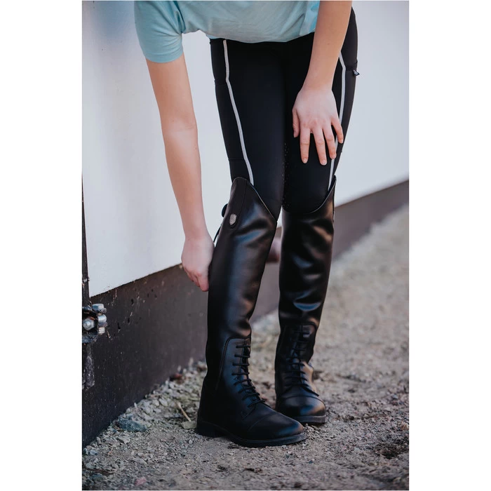 2022 Mountain Horse Junior Veganza Long Riding Boots - Black - Image 2